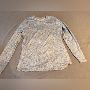Blue and White Patterned Long Sleeve Sun Protection Shirt